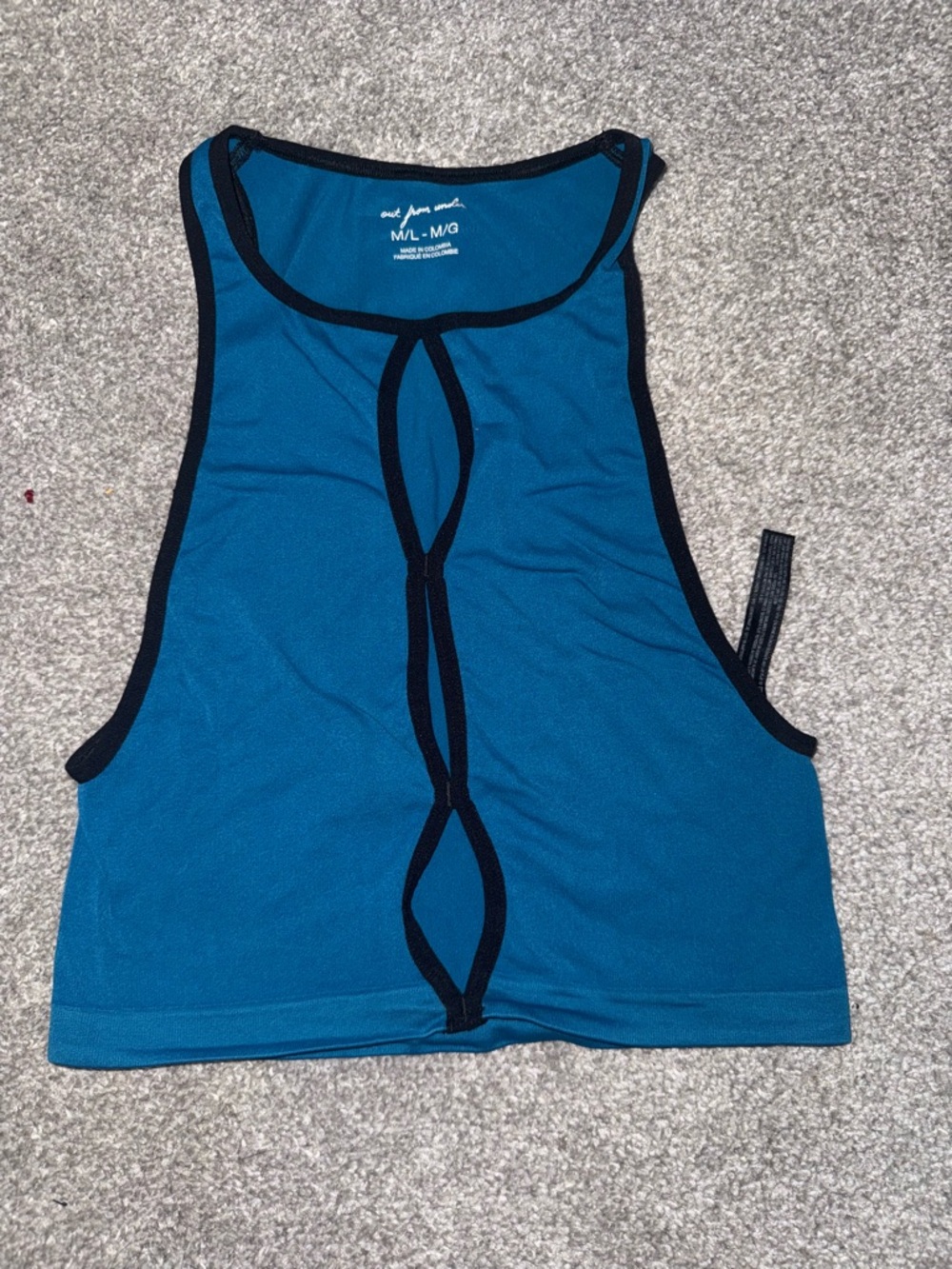 Urban Outfitters Teal Tank with Black Trim and Front Loop Detail